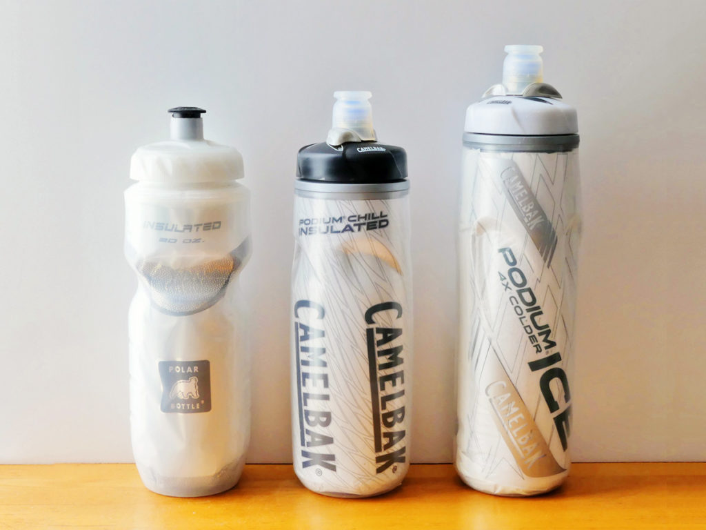 おすすめの自転車用の保冷ボトル（サイクルボトル）が並べられた写真。