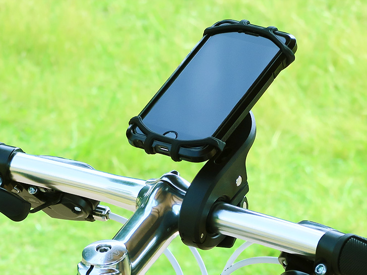 気質アップ - スマホホルダー 自転車 バイク 黒 調節可能 ハンドル