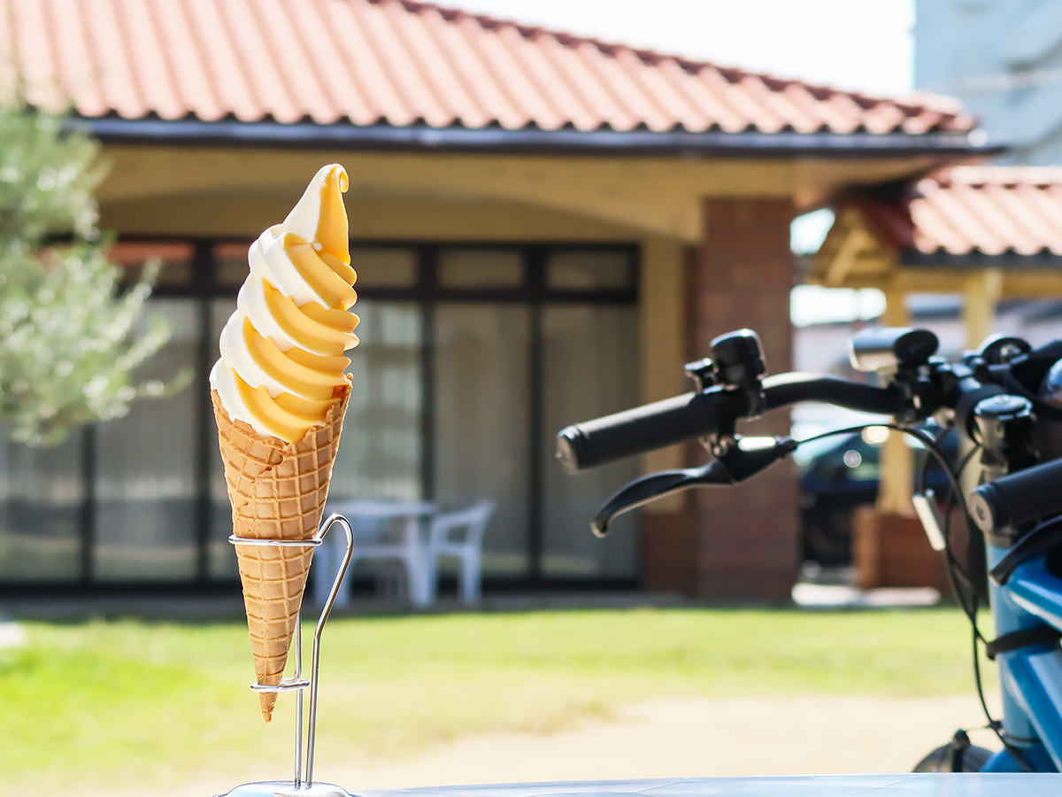 「道の駅あわじ」で食べられるソフトクリームの写真